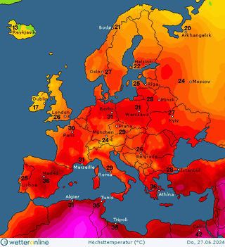 Prognoza temperatury dla Europy na czwartek