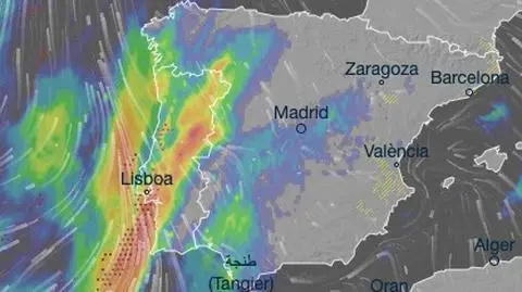 Prognozowane opady nad Półwyspem Iberyjskim