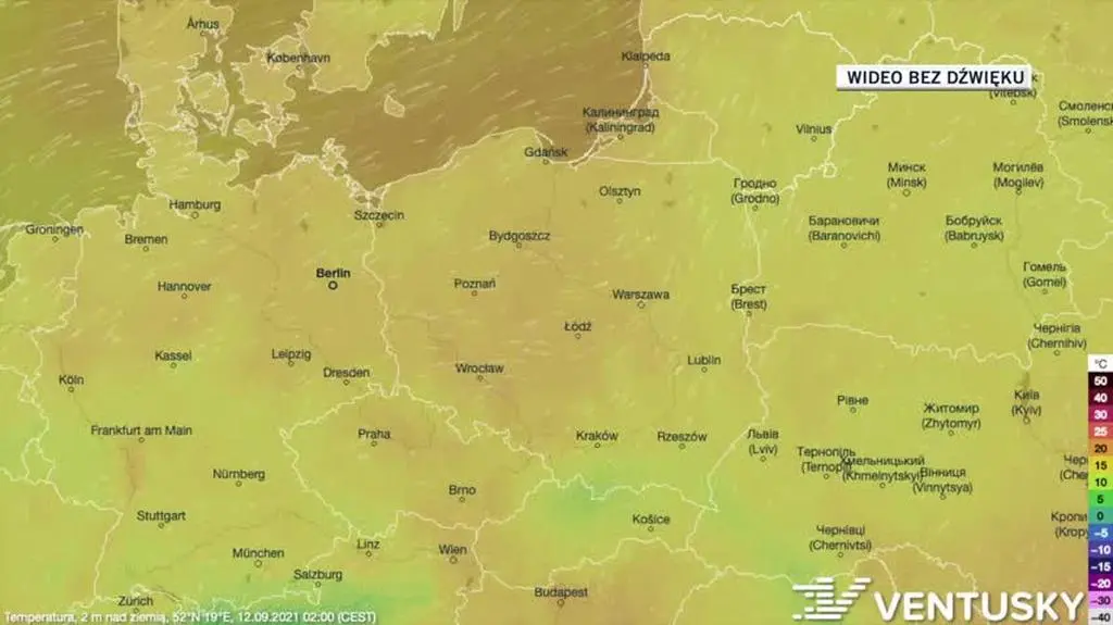 Prognozowana temperatura w ciągu kolejnych dni