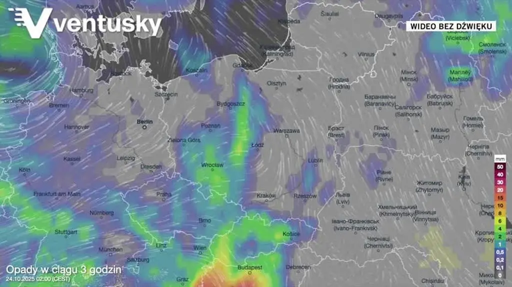 Prognozowane opady w kolejnych dniach