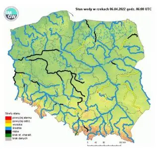 Stan wody w rzekach 6 kwietnia o godz. 8