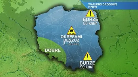 Warunki na drogach we wtorek
