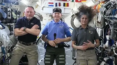 Astronauci: Butch Wilmore, Nick Hague, and Suni Williams na ISS