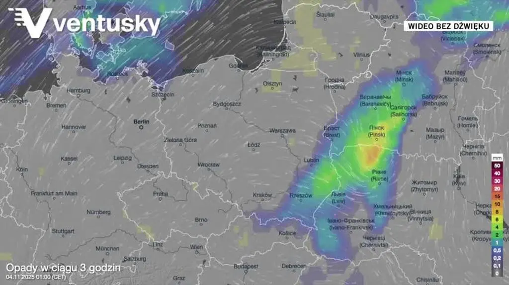Prognozowane opady w kolejnych dniach