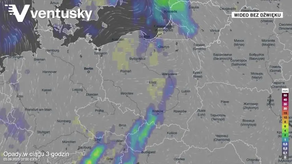 Prognozowane opady w kolejnych dniach