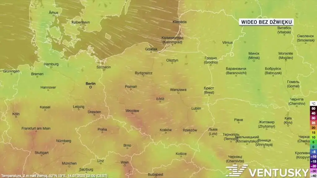 Prognozowana temperatura w dniach 14-18