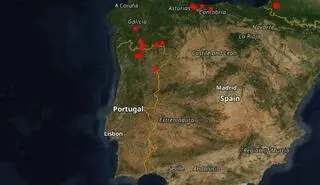 Miejsca wybuchów pożarów