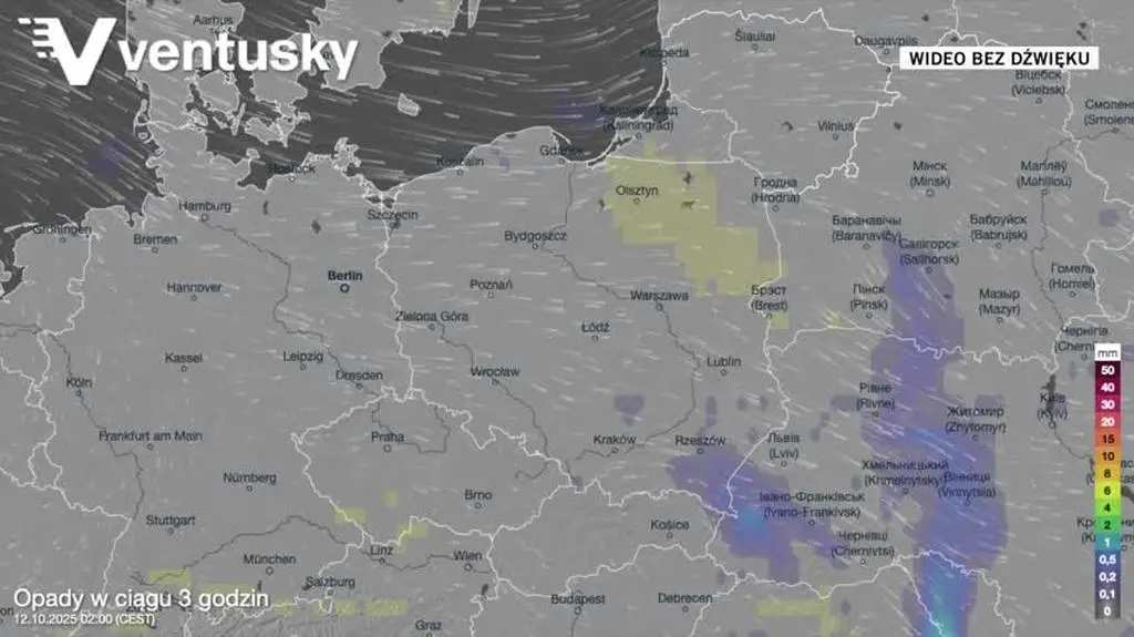 Prognozowane opady w kolejnych dniach