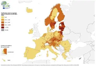 Liczba zgłoszonych przypadków KZM w 2023 roku