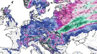Skumulowana suma opadów śniegu w Europie do 28 listopada