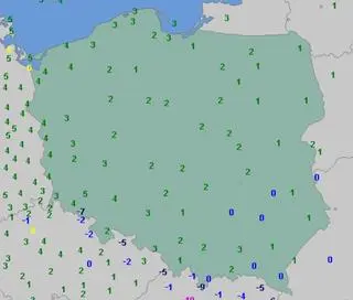 Temperatura powietrza w Polsce o godzinie 6 (6.02.2022)