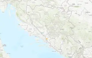 Lokalizacja trzęsienia ziemi na granicy Chorwacji oraz Bośni i Hercegowiny