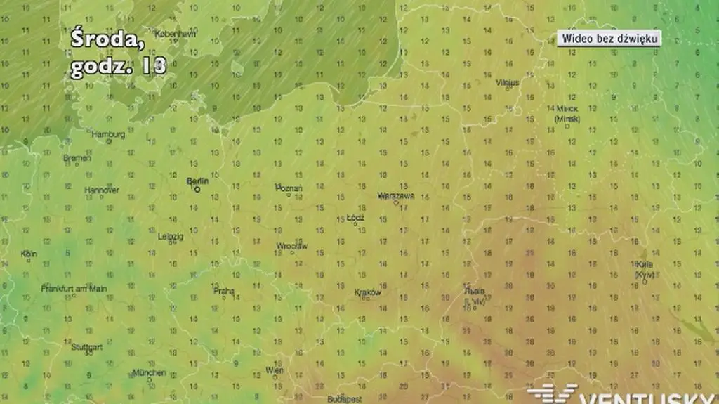 Temperatura w ciągu najbliższych dni (ventusky