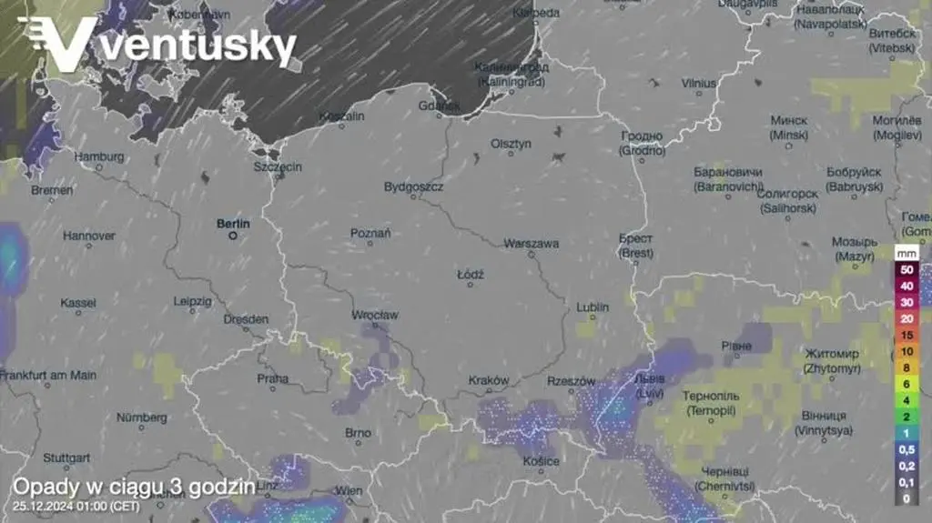 Prognozowane opady w kolejnych dniach