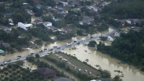 Miasto Hat Yai w Tajlandii pod wodą