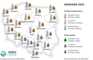 Prognoza średniej miesięcznej temperatury powietrza i miesięcznej sumy opadów atmosferycznych dla wybranych miast w Polsce
