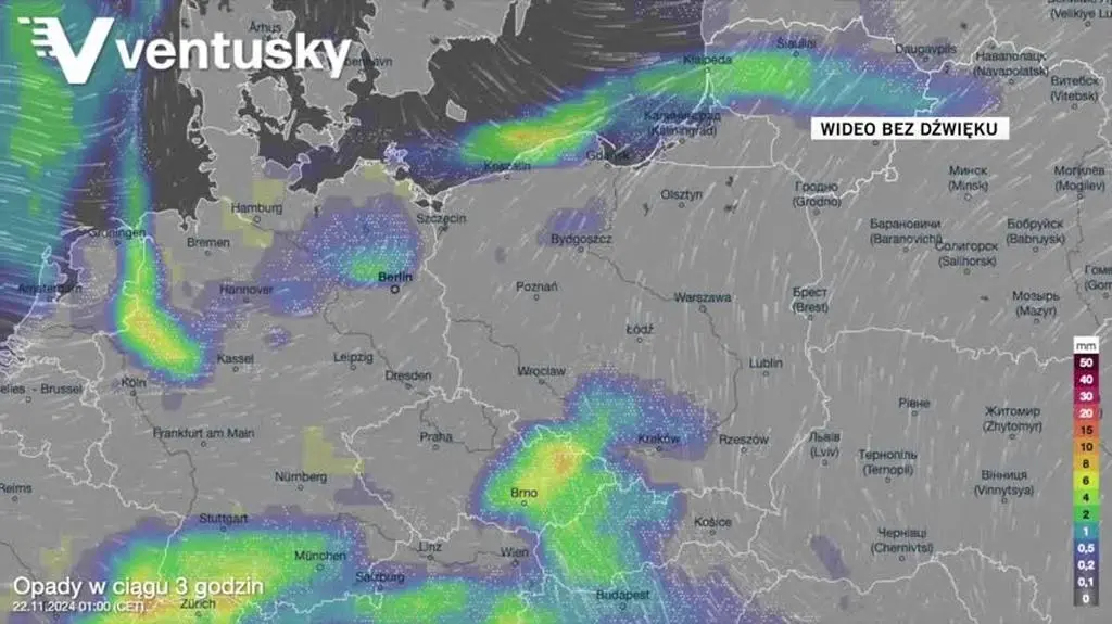 Prognozowane opady w kolejnych dniach