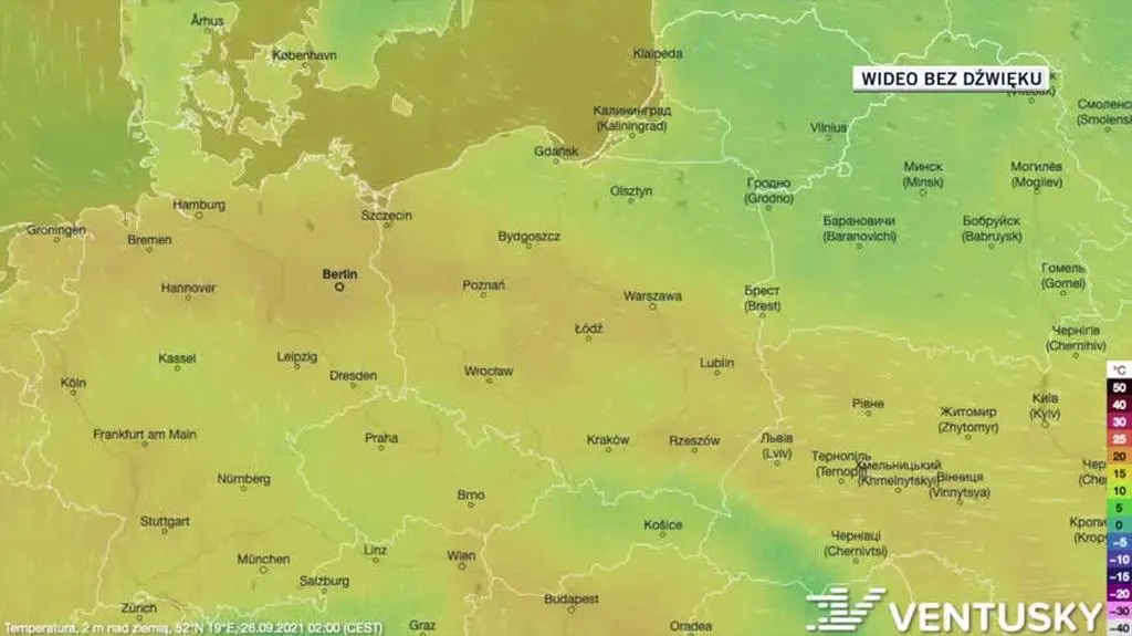 Prognozowana temperatura w ciągu kolejnych dni