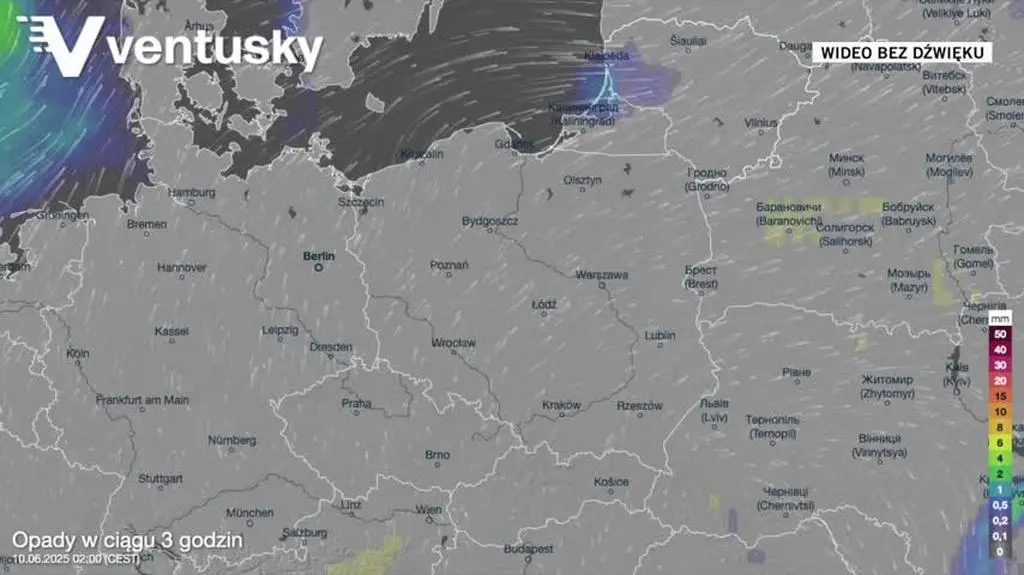 Prognoza opadów na kolejne dni