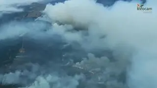 Pożar w Sierra Norte de Guadalajara z Hiszpanii z lotu ptaka