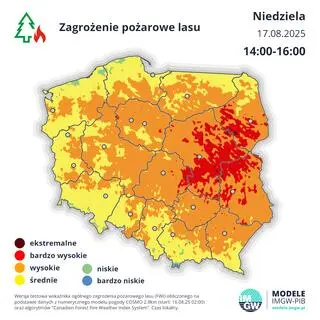 Prognoza zagrożenia pożarowego w niedzielę