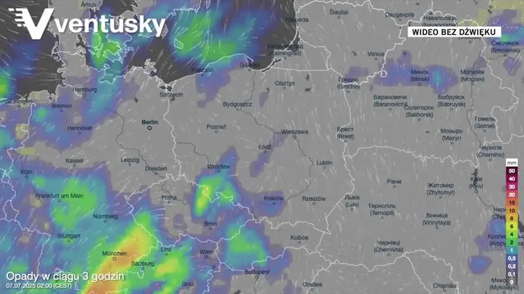 Prognozowane opady w kolejnych dniach