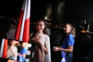 Aleksandra Uznańska-Wiśniewska podczas pożegnania astronautów w Centrum Kosmicznym Johna F. Kennedy’ego na przylądku Canaveral w amerykańskim stanie Floryda