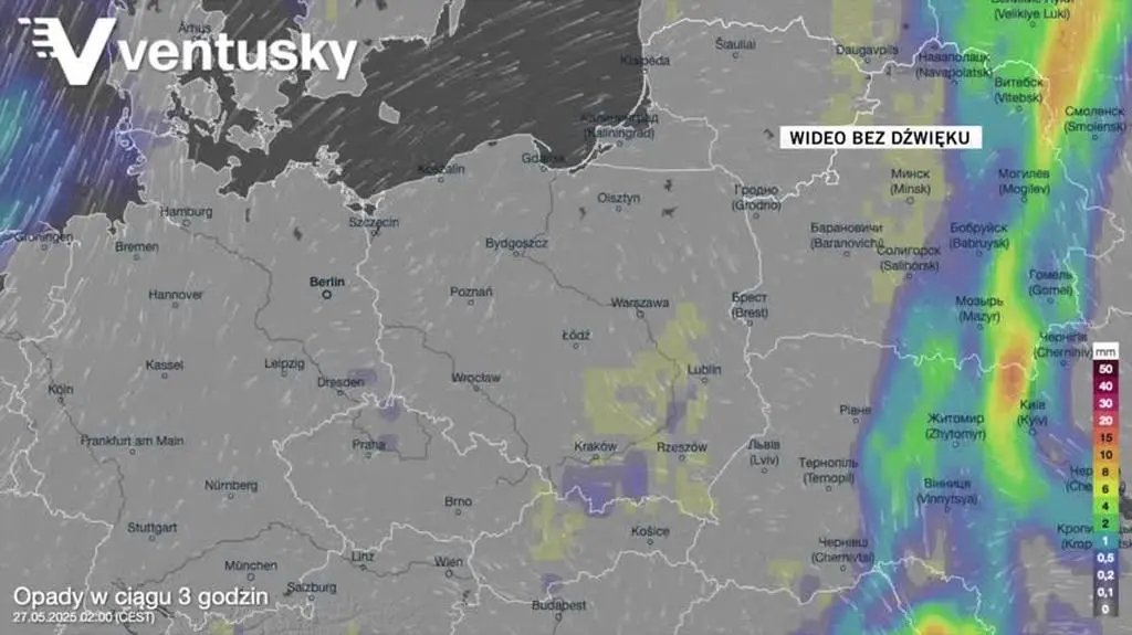 Prognozowane opady w kolejnych dniach
