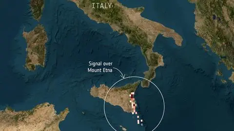 Dwutlenek siarki z erupcji wulkanu Etna na Sycylii