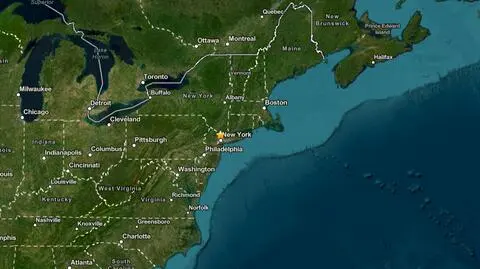 Lokalizacja trzęsienia ziemi w USA w stanie New Jersey