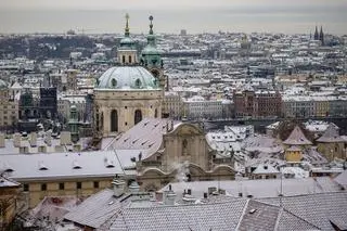 Śnieg spadł w Pradze