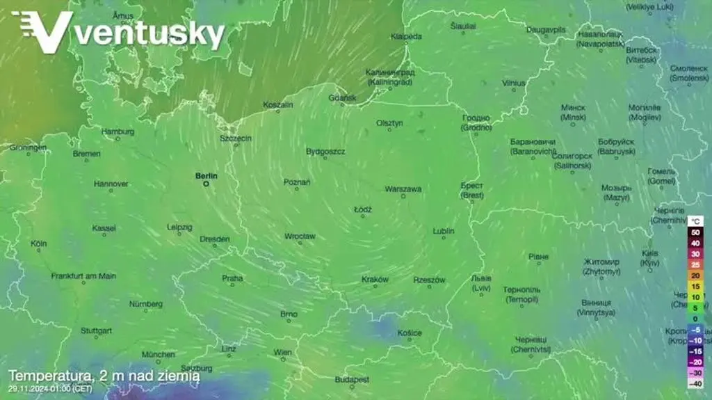 Prognozowana temperatura w kolejnych dniach
