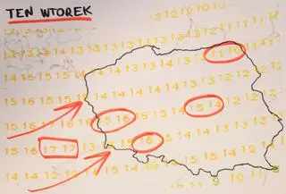 Prognoza temperatury na wtorek 8.11