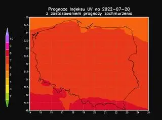 Prognoza indeksu UV na 20 lipca dla zachmurzonego nieba