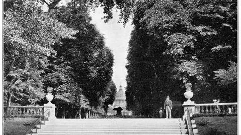 Ogród Luksemburski w 1897 roku. Do tego czasu z parku zniknęły wszystkie gatunki porostów