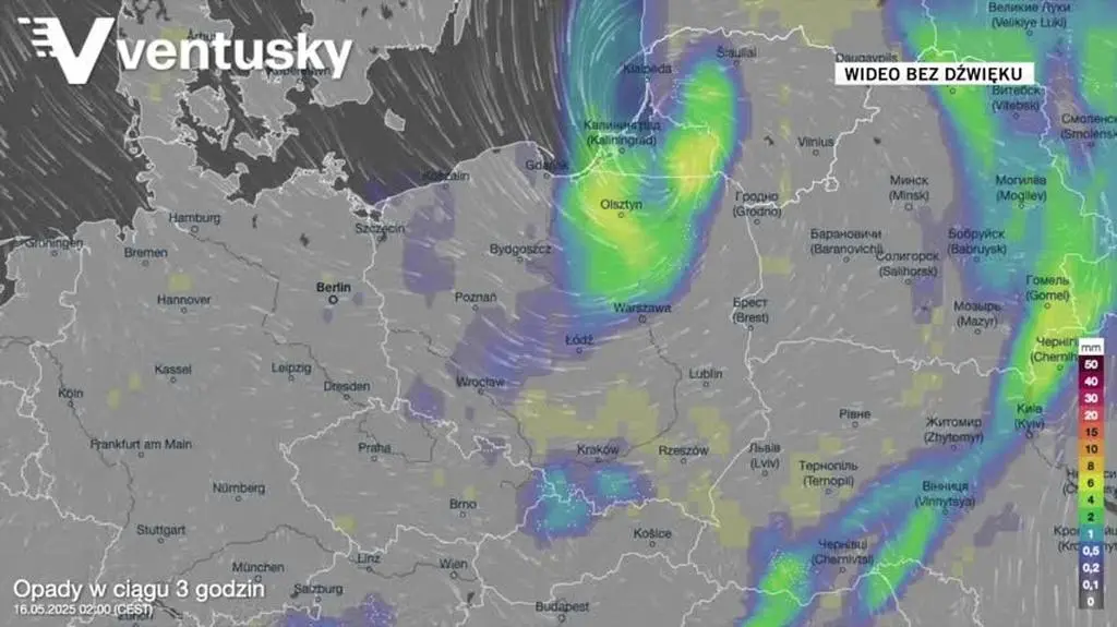 Prognozowane opady w kolejnych dniach
