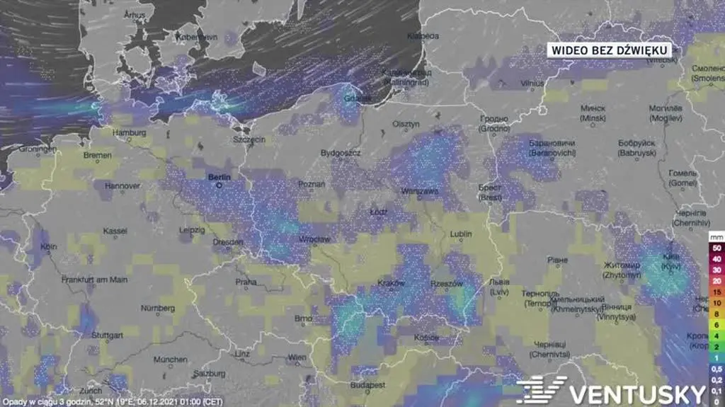 Prognozowane opady w ciągu kolejnych dni