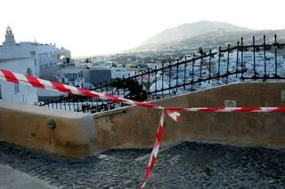 Zamknięte ulice na Santorini