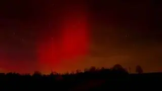 Zorza polarna w okolicach Nowego Sącza