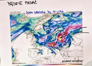 Jeden z modeli prognozujących opady