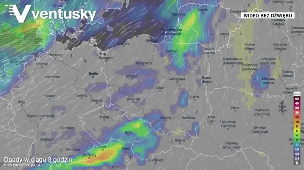 Prognozowane opady w kolejnych dniach