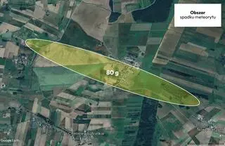 Prawdopodobny obszar spadku największego meteorytu
