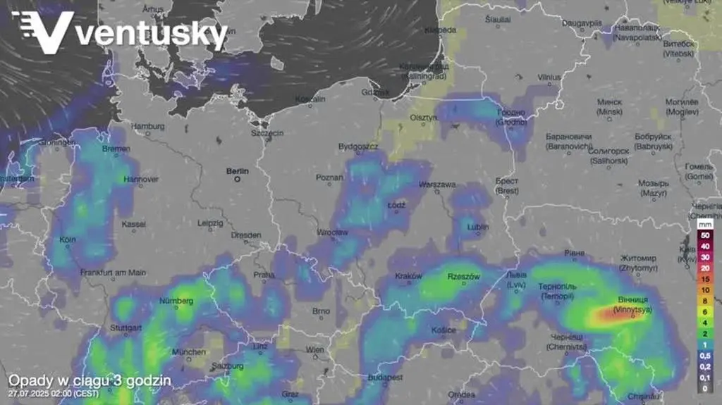Prognozowane opady w kolejnych dniach