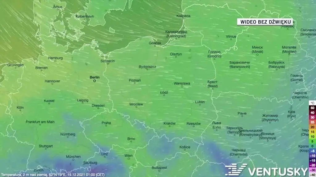Prognozowana temperatura w ciągu kolejnych pięciu dni