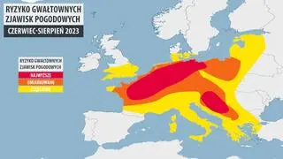 Ryzyko gwałtownych zjawisk pogodowych - lato 2023