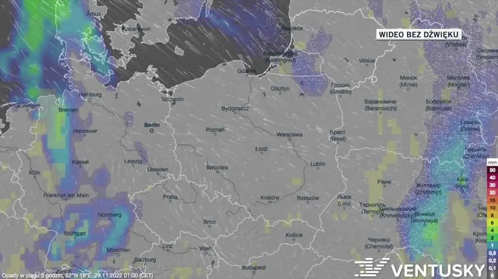 Prognozowane opady w dniach 29