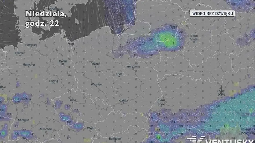 Opady w kolejnych dniach (Ventusky