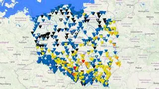 Czerwony - stan alarmowy, pomarańczowy - stan ostrzegawczy, żółty - strefa stanów wysokich, niebieski - strefa stanów średnich, czarny - strefa stanów niskich 