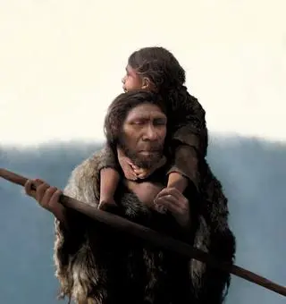 Rodzina neandertalczyków - wizja artysty