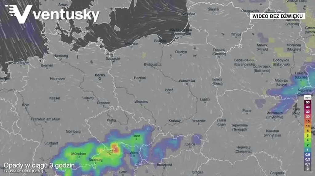 Prognozowane opady w kolejnych dniach